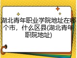 湖北青年职业学院地址在哪个市，什么区县(湖北青年职院地址)