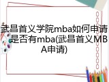 武昌首义学院mba如何申请，是否有mba(武昌首义MBA申请)