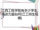 江西工程学院有多少学生，师资力量如何(江工师生规模)