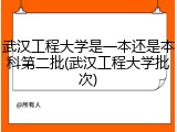 武汉工程大学是一本还是本科第二批(武汉工程大学批次)