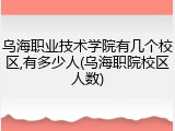 乌海职业技术学院有几个校区,有多少人(乌海职院校区人数)
