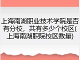 上海南湖职业技术学院是否有分校，共有多少个校区(上海南湖职院校区数量)
