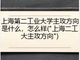上海第二工业大学主攻方向是什么，怎么样("上海二工大主攻方向")
