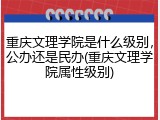 重庆文理学院是什么级别，公办还是民办(重庆文理学院属性级别)