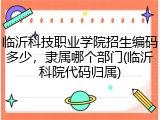 临沂科技职业学院招生编码多少，隶属哪个部门(临沂科院代码归属)
