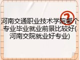 河南交通职业技术学院哪个专业毕业就业前景比较好(河南交院就业好专业)
