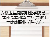 安徽卫生健康职业学院是一本还是本科第二批(安徽卫生健康职业学院批次)