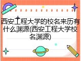 西安工程大学的校名来历有什么渊源(西安工程大学校名渊源)