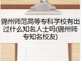 锦州师范高等专科学校有出过什么知名人士吗(锦州师专知名校友)