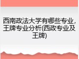 西南政法大学有哪些专业，王牌专业分析(西政专业及王牌)