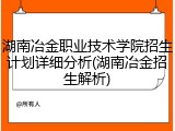 湖南冶金职业技术学院招生计划详细分析(湖南冶金招生解析)