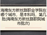 海南东方新丝路职业学院在哪个城市，是本科吗，第几批(海南东方新丝路职院城市批次)