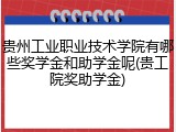 贵州工业职业技术学院有哪些奖学金和助学金呢(贵工院奖助学金)