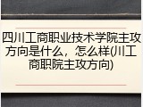 四川工商职业技术学院主攻方向是什么，怎么样(川工商职院主攻方向)