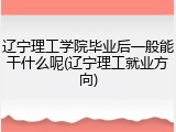 辽宁理工学院毕业后一般能干什么呢(辽宁理工就业方向)
