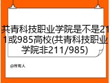 共青科技职业学院是不是211或985高校(共青科技职业学院非211/985)