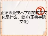 正德职业技术学院的校园文化是什么，简介(正德学院文化)