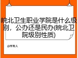 皖北卫生职业学院是什么级别，公办还是民办(皖北卫院级别性质)