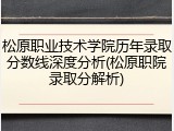 松原职业技术学院历年录取分数线深度分析(松原职院录取分解析)
