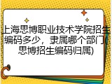 上海思博职业技术学院招生编码多少，隶属哪个部门(思博招生编码归属)