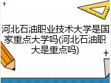河北石油职业技术大学是国家重点大学吗(河北石油职大是重点吗)