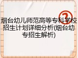 烟台幼儿师范高等专科学校招生计划详细分析(烟台幼专招生解析)