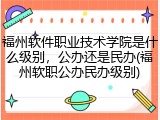 福州软件职业技术学院是什么级别，公办还是民办(福州软职公办民办级别)