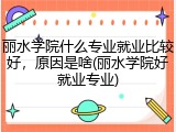丽水学院什么专业就业比较好，原因是啥(丽水学院好就业专业)