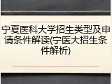 宁夏医科大学招生类型及申请条件解读(宁医大招生条件解析)