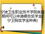 宁波卫生职业技术学院就读期间可以申请哪些奖学金(宁卫院奖学金种类)