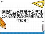保险职业学院是什么级别，公办还是民办(保险职院属性级别)