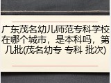 广东茂名幼儿师范专科学校在哪个城市，是本科吗，第几批(茂名幼专 专科 批次)