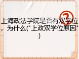 上海政法学院是否有双学位，为什么("上政双学位原因")
