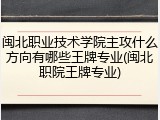 闽北职业技术学院主攻什么方向有哪些王牌专业(闽北职院王牌专业)