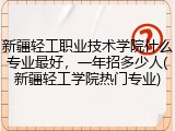 新疆轻工职业技术学院什么专业最好，一年招多少人(新疆轻工学院热门专业)