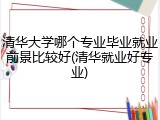 清华大学哪个专业毕业就业前景比较好(清华就业好专业)