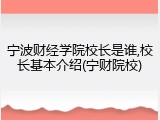 宁波财经学院校长是谁,校长基本介绍(宁财院校)