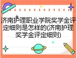 济南护理职业学院奖学金评定细则是怎样的(济南护理奖学金评定细则)