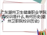 广东潮州卫生健康职业学院的校训是什么,有何历史(潮州卫职院校训历史)
