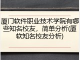 厦门软件职业技术学院有哪些知名校友，简单分析(厦软知名校友分析)