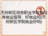 天府新区信息职业学院有没有就业指导，好就业吗(天府新区学院就业好吗)