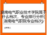 湖南电气职业技术学院属于什么档次，专业排行分析(湖南电气职院专业档次)