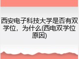 西安电子科技大学是否有双学位，为什么(西电双学位原因)