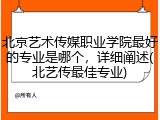北京艺术传媒职业学院最好的专业是哪个，详细阐述(北艺传最佳专业)