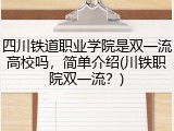 四川铁道职业学院是双一流高校吗，简单介绍(川铁职院双一流？)