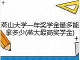 燕山大学一年奖学金最多能拿多少(燕大最高奖学金)