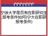 宁波大学是否有在职研究生,报考条件如何(宁大在职研报考条件)