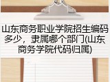 山东商务职业学院招生编码多少，隶属哪个部门(山东商务学院代码归属)