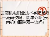 云南机电职业技术学院是双一流高校吗，简单介绍(云南机电职院双一流吗)