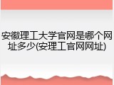 安徽理工大学官网是哪个网址多少(安理工官网网址)
